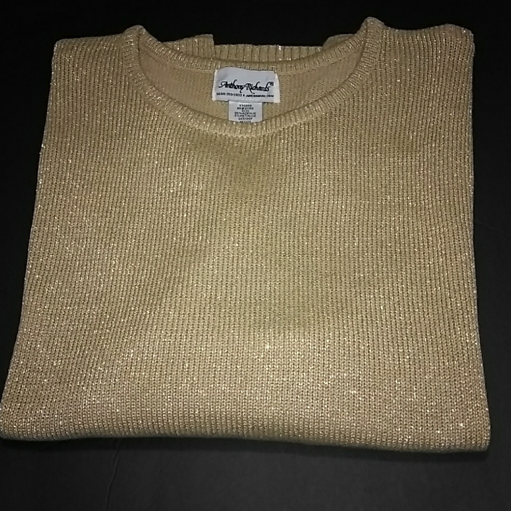 Anthony Richards tan metallic gold sweater XL P